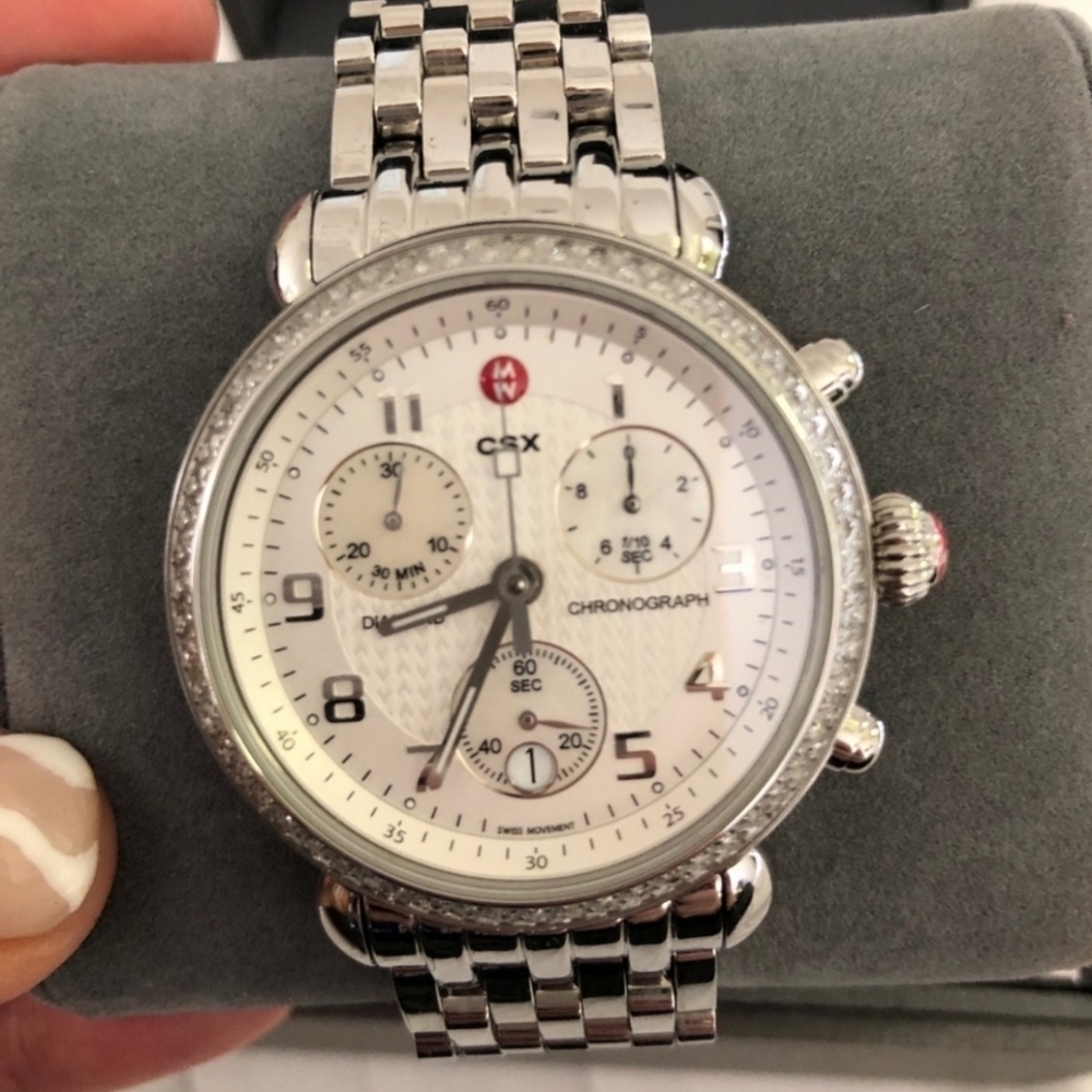 Authentic Michele Diamond Accent .67 ct CSX 36 diamond stainless steel